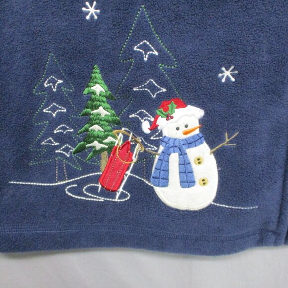 Croft & Borrow Sport Christmas Theme Fleece Full Zip Sweater Blue Size | 1X - Picture 3 of 12